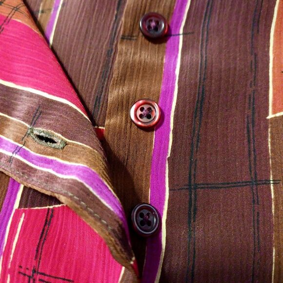 VINTAGE Geometric 80's Tunic Blouse Button Up Short Sleeve Red Plus Size 4X - Picture 2 of 11